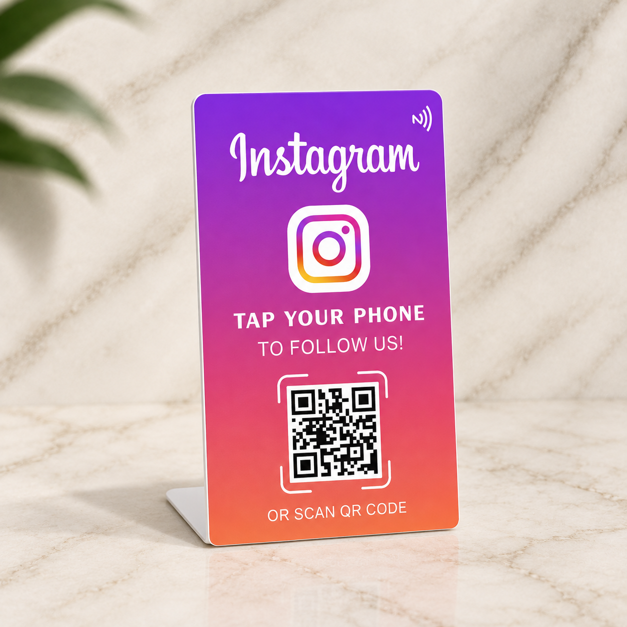 VouchForYa Instagram NFC Stand with a QR code