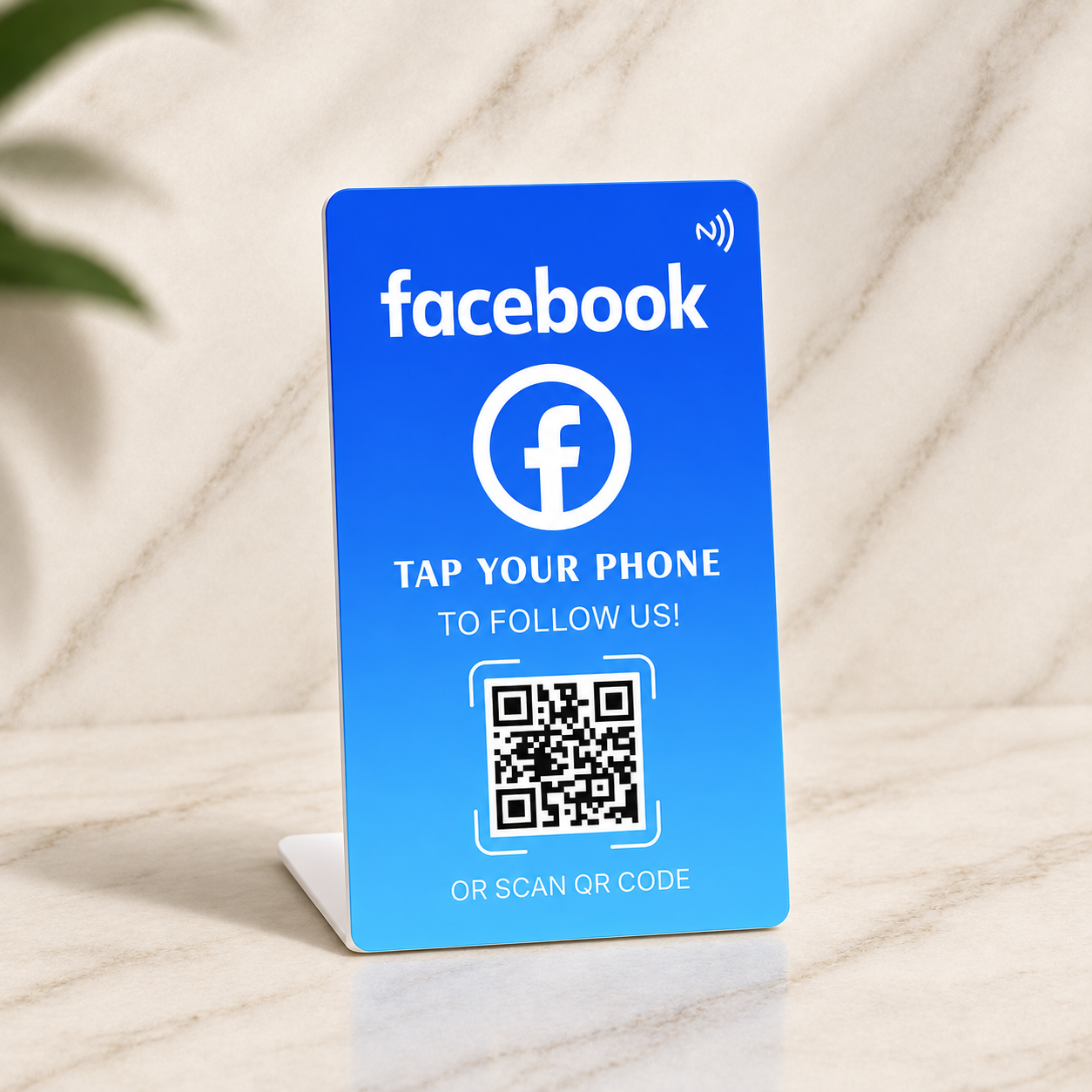 VouchForYa Facebook NFC Stand with a QR code